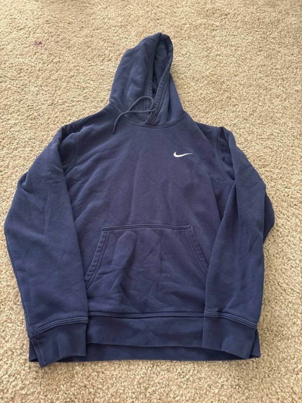 Nike Club Fleece Pullover Hoodie Men's M Navy Blue Embroidered Swoosh